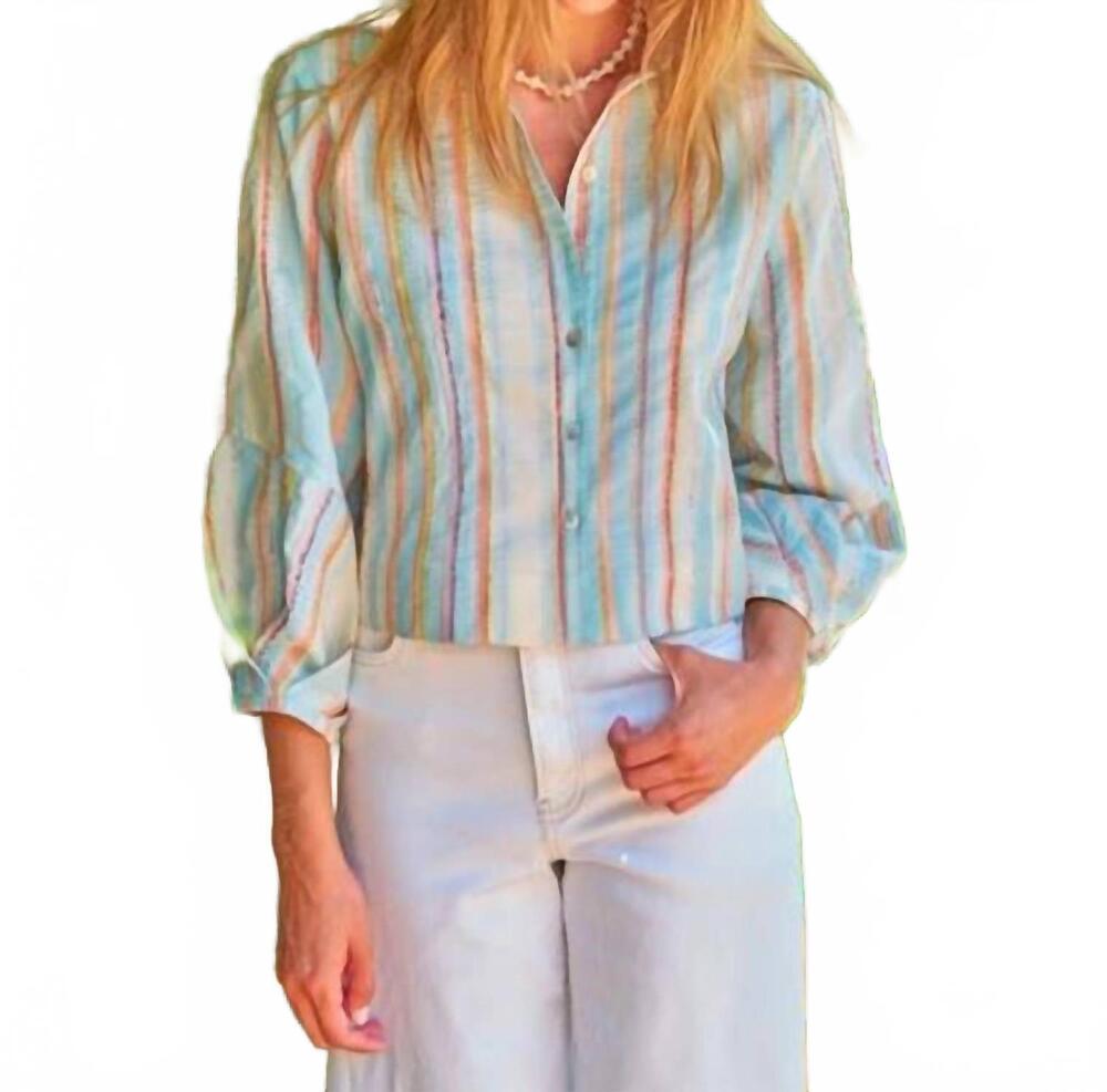 NEW FINLEY crop emmy shirt in harbour isle stripe